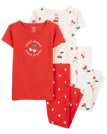 Carter's 4pc Baby Girl Sweet Dreams Fruits Snug Fit Cotton Pajama Set