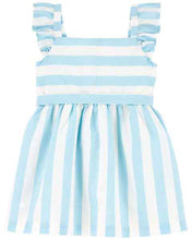 Load image into Gallery viewer, Carter&#39;s Baby Girl Blue White Striped Dress
