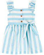 Carter's Baby Girl Blue White Striped Dress