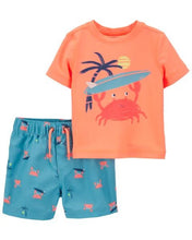 Load image into Gallery viewer, Carter&#39;s 2pc Baby Boy Surf Crab Swim Set
