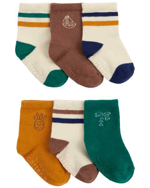Carter's Baby Boy 6pk Green/Brown Socks