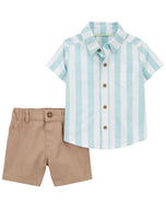 Carter's 2pc Baby Boy Button-Front Shirt And Chino Shorts Set