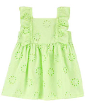 Load image into Gallery viewer, Carter&#39;s Baby Girl Lime Eyelet Flutter Dress
