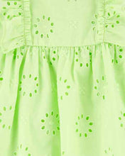 Cargar imagen en el visor de la galería, Carter&#39;s Baby Girl Lime Eyelet Flutter Dress
