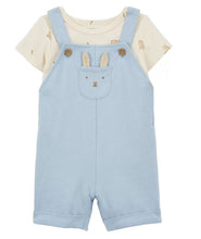 Load image into Gallery viewer, Carter&#39;s 2pc Baby Boy Blue Bunny Bodysuit &amp; Shortall Set
