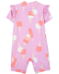 Carter's 1pc Baby Girl Pink Ice Cones Rashguard Swimsuit
