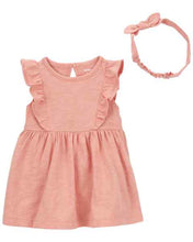 Cargar imagen en el visor de la galería, Carter&#39;s 2pc Baby Girl Pink Dress &amp; Headband
