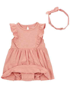 Carter's 2pc Baby Girl Pink Dress & Headband