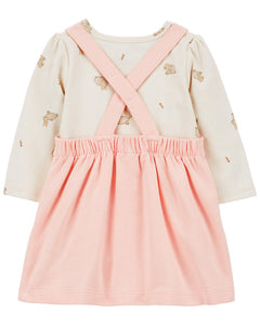Carter's 2pc Baby Girl Pink Bunny Long-Sleeve Bodysuit & Jumper Set