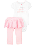 Carter's 2pc Baby Girl Pink Daddy's Little Princess Bodysuit and Pink Tutu Pants Set