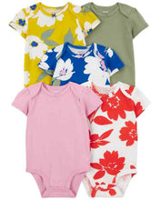 Cargar imagen en el visor de la galería, Carter&#39;s 5pc Baby Girl Multi Flower Print Bodysuit Set
