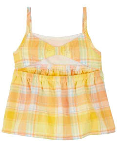 OshKosh 2pc Baby Girl Yellow Plaid Top and Bubble Shorts