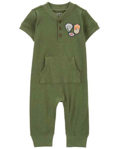 Carter's Baby Boy Waffle Knit Patch Jumpsuit