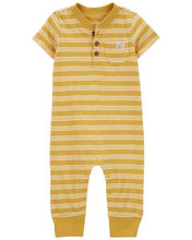 Load image into Gallery viewer, Carter&#39;s Baby Boy Yellow Striped Jumpsuit
