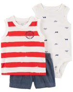 Carter's 3pc Baby Boy Tank Tee, Bodysuit and Shorts Set