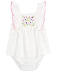 Carter's Baby Girl White Flower Sunsuit