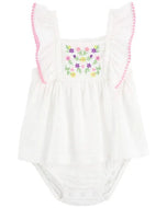 Carter's Baby Girl White Flower Sunsuit