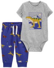 Cargar imagen en el visor de la galería, Carter&#39;s 2pc Baby Boy Blue Dino Print Bodysuit and Pants Set
