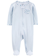 Cargar imagen en el visor de la galería, Carter&#39;s Baby Girl Blue Floral Print 2-Way Zip Footie Coverall Sleep &amp; Play
