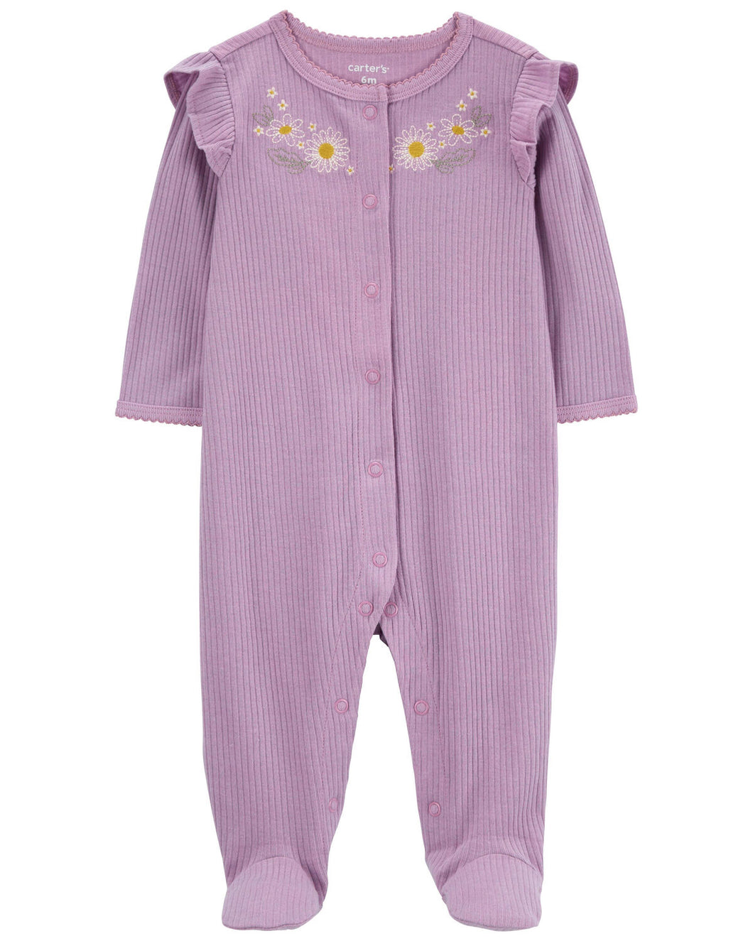 Carter's Baby Girl Purple Flowers 2-Way Zip Footie Coverall Sleep & Play