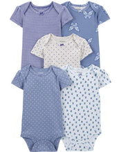 Cargar imagen en el visor de la galería, Carter&#39;s 5pc Baby Girl Blue Butterfly Print Bodysuit Set
