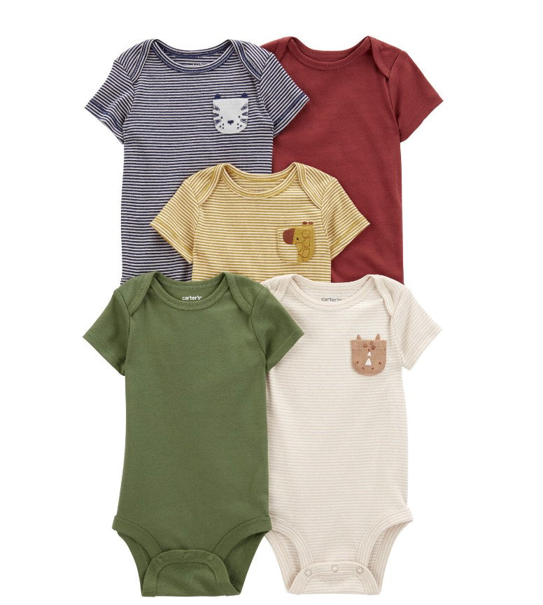 Carter's 5pc Baby Boy Animal Pocket Bodysuit Set