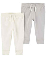 Carter's 2pc Baby Boy Ivory/Grey Soft Pants Set