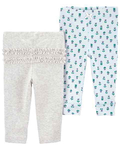 Carter's 2pc Baby Girl Blue/ Grey Soft Pants Set