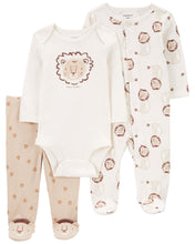 Afbeelding in Gallery-weergave laden, Carter&#39;s 3pc Baby Boy &quot;Tiny &amp; Mighty&quot; Lion Sleep &amp; Play Set
