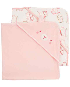 Carter's 2pc Baby Pink Lamb Hooded Towels