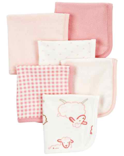 Carter's Baby Girl Pink Lamb Washcloths (6pc)