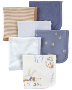 Carter's Baby Boy Blue Dog Washcloths (6pc)