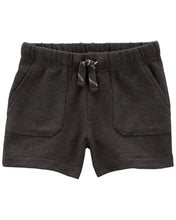 Afbeelding in Gallery-weergave laden, Carter&#39;s Baby Dark Grey Blue Pull-On Reverse Pockets French Terry Shorts
