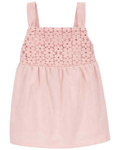 Carregar imagem no visualizador da galeria, Carter&#39;s Baby Girl Pink Crochet Sleeveless Tank Top
