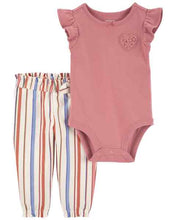 Load image into Gallery viewer, Carter&#39;s 2pc Baby Girl Bodysuit &amp; Striped Pants Set
