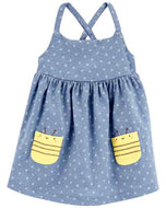 Carter's Baby Girl Blue Bee Dress Set