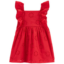 Afbeelding in Gallery-weergave laden, Carter&#39;s Baby Girl Red Eyelet Flutter Dress
