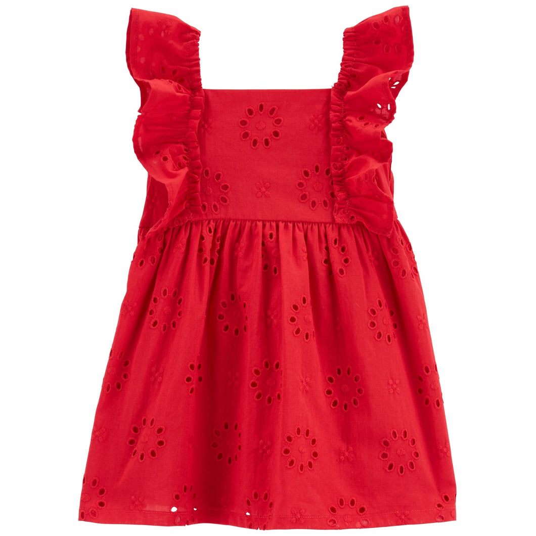 Carter's Baby Girl Red Eyelet Flutter Dress