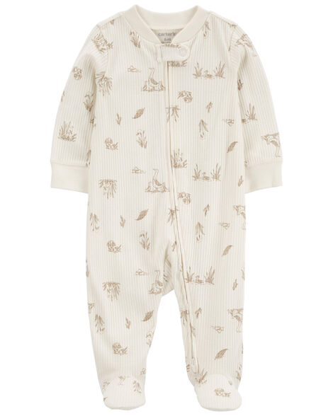 Carter's Baby Neutral Ivory Goose 2-Way Zip Coverall Sleep & Play