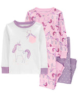 Carter's 4pc Baby Girl Unicorn Snug Fit Cotton Pajama Set