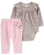 Carter's 2pc Baby Girl Leopard Print Bodysuit and Pink Pants Set