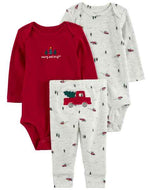 Carter's 3pc Baby Neutral Merry & Bright Bodysuits and Pants Set