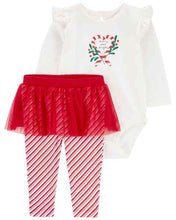 Load image into Gallery viewer, Carter&#39;s 2pc Baby Girl Merry &amp; Bright Bodysuit &amp; Tutu Pants Set
