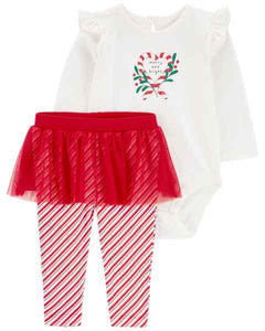 Carter's 2pc Baby Girl Merry & Bright Bodysuit & Tutu Pants Set