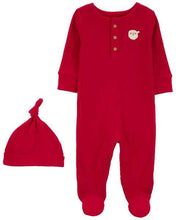 Load image into Gallery viewer, Carter&#39;s 2pc Baby Neutral Red Santa Coverall and Hat Set
