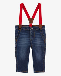 OshKosh Baby Boy Red Suspender Knit Denim Jeans