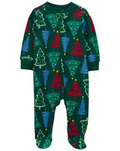 Load image into Gallery viewer, Carter&#39;s Baby Green Christmas Tree Zip-Up Footie Coverall Sleepwear
