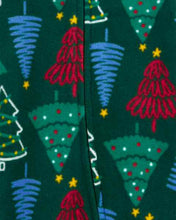 Load image into Gallery viewer, Carter&#39;s Baby Green Christmas Tree Zip-Up Footie Coverall Sleepwear
