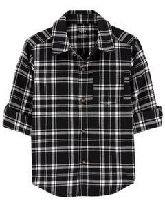 Carter's Baby Boy Black Plaid Front-Button Shirt