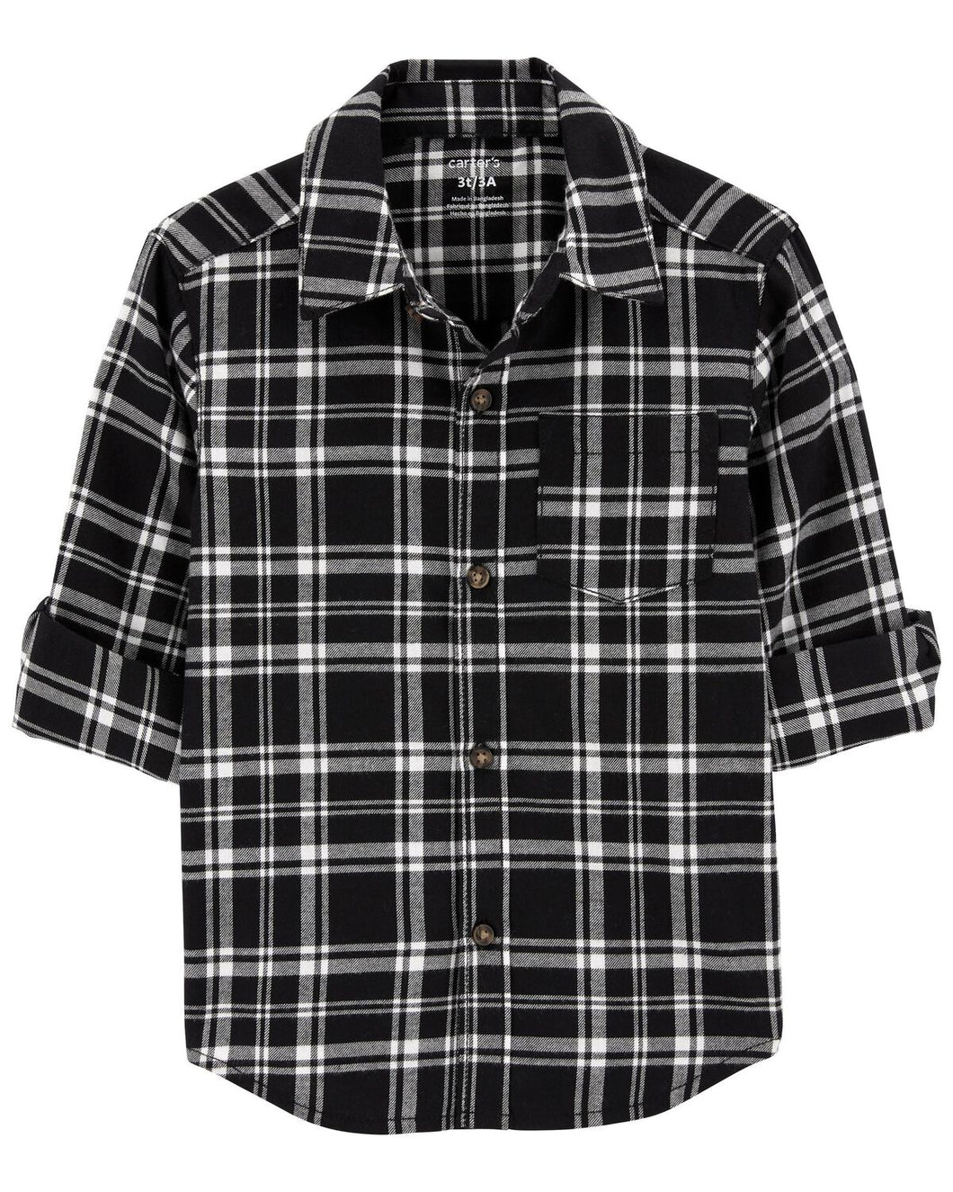 Carter's Baby Boy Black Plaid Front-Button Shirt